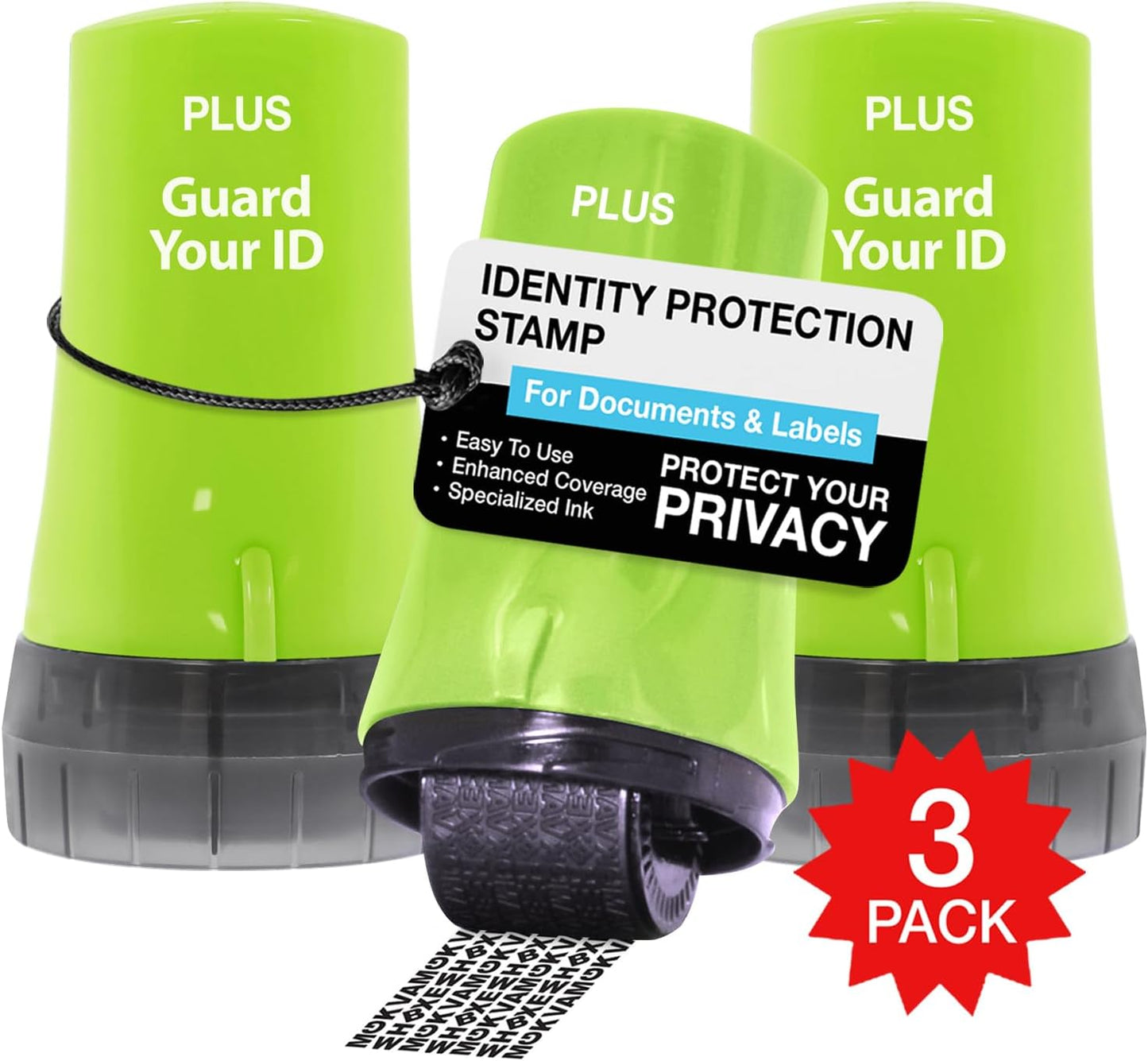 Guard Your ID Stamp Roller Set for Secure Identity Protection 3-Pack