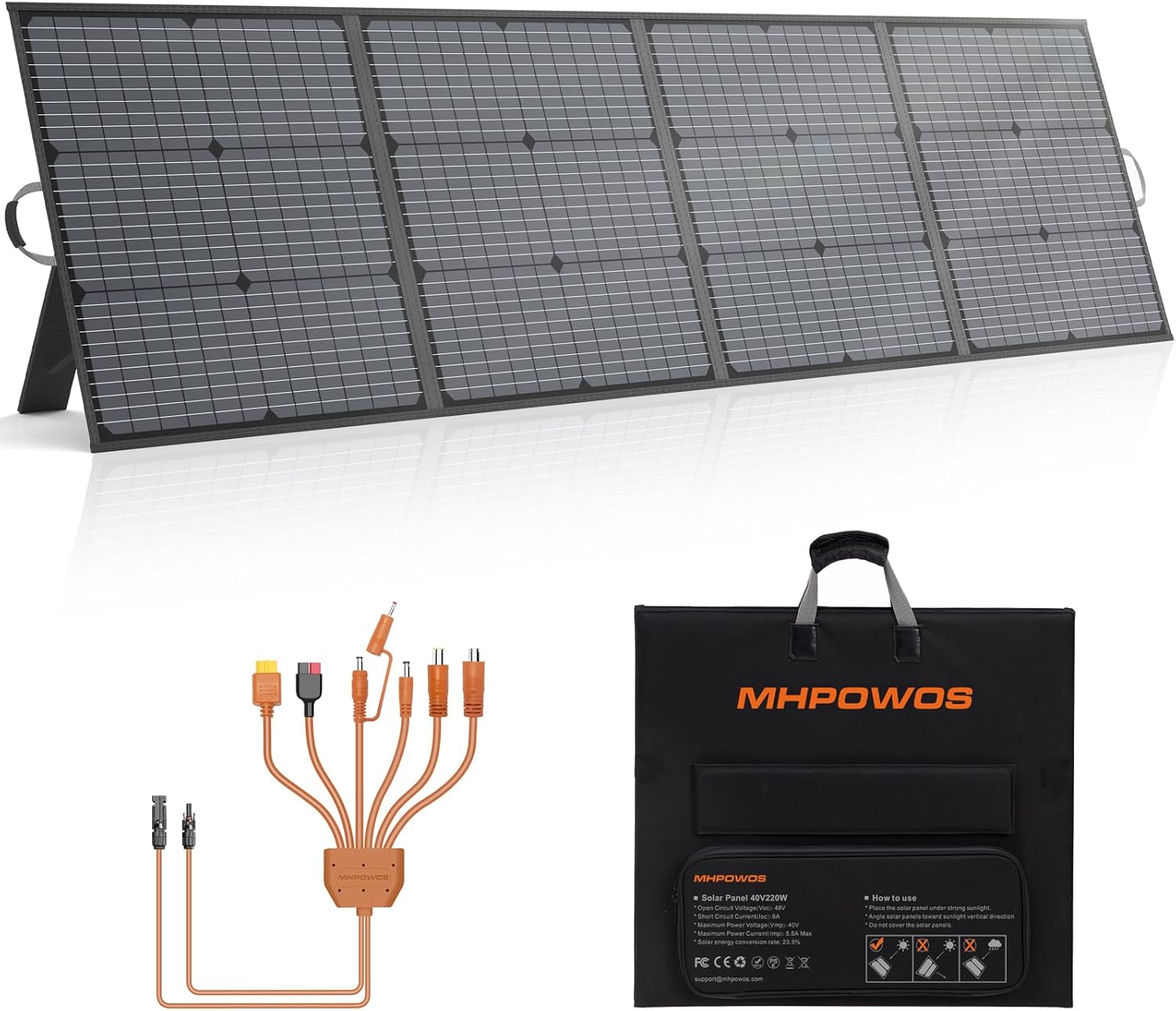 Portable Solar Panel 220W Monocrystalline for Camping and RV