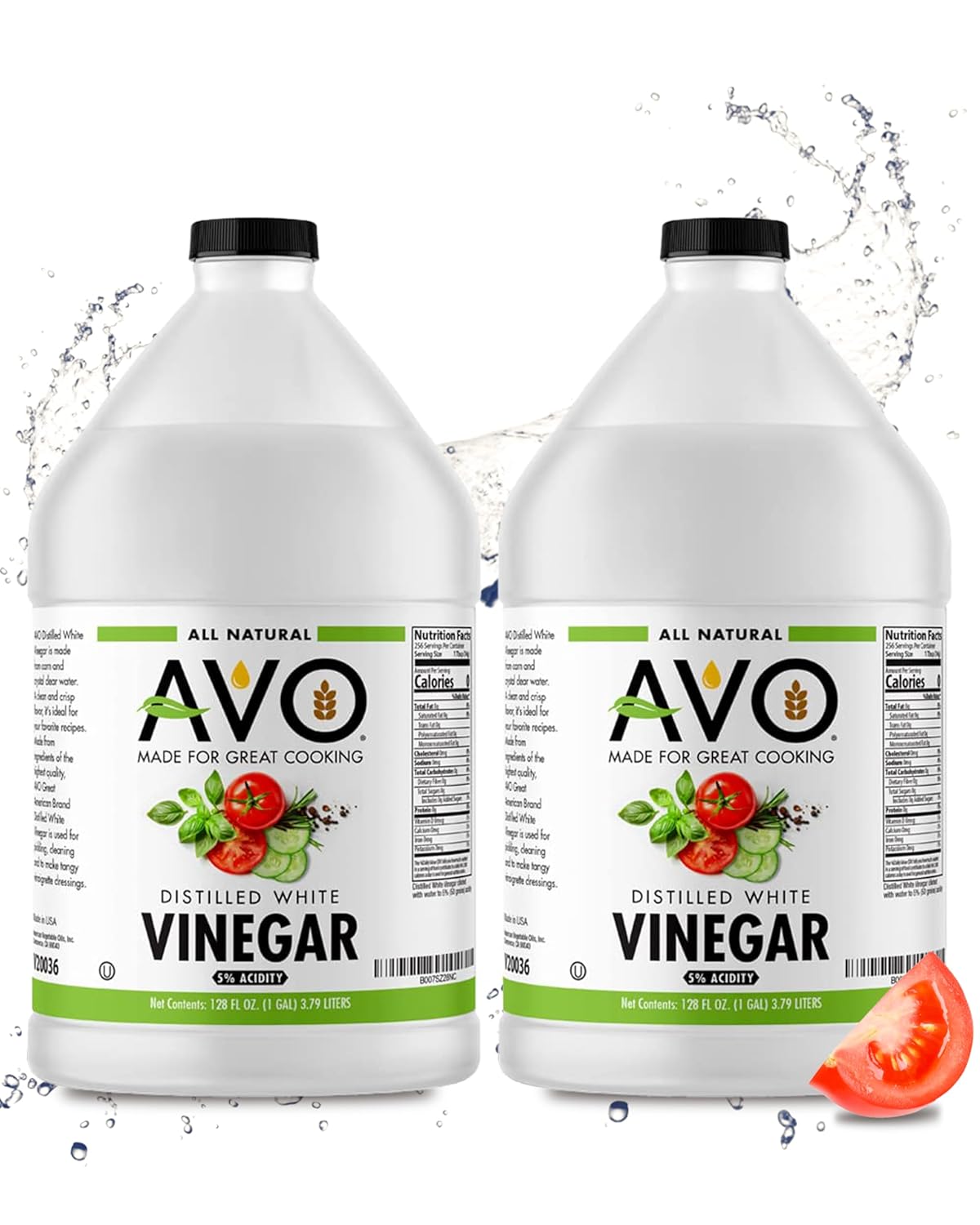 AVO 1 Gallon Pure Natural Distilled White Vinegar - 2 Pack