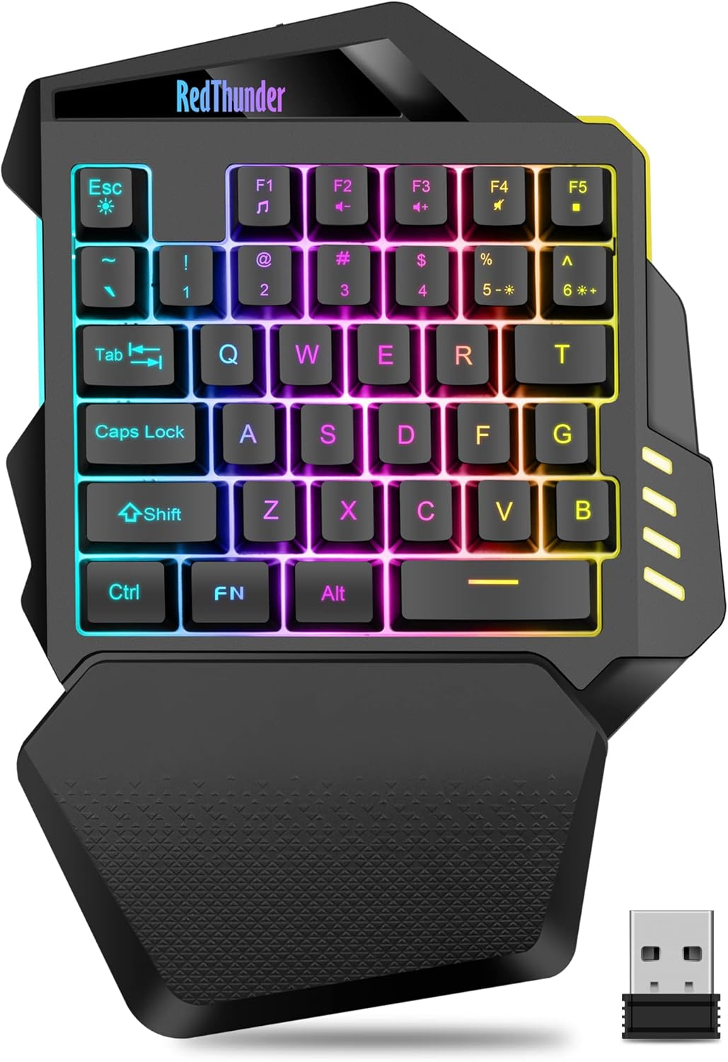 RedThunder One-Handed Gaming Keyboard: Wireless & RGB Lit