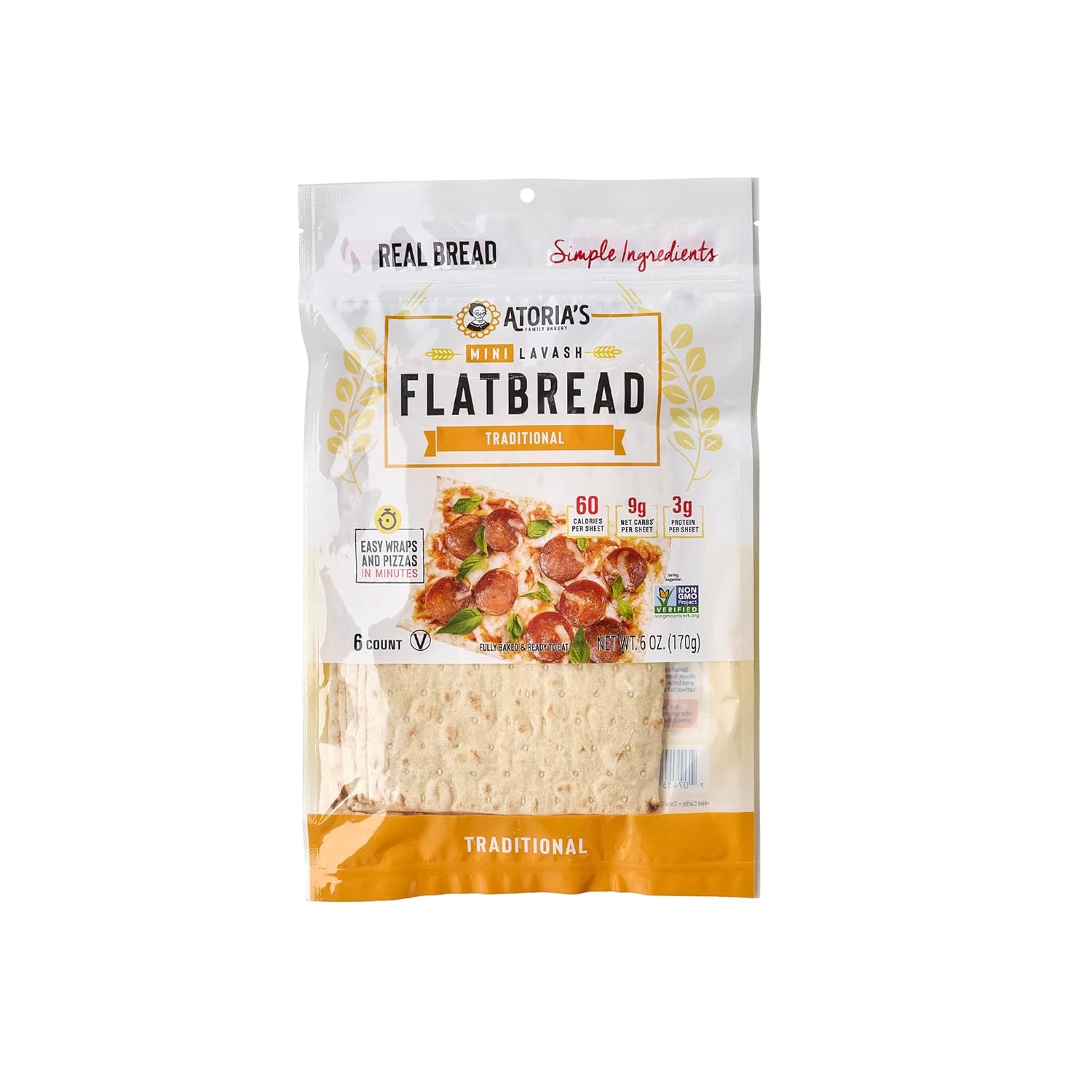 Atoria's Family Bakery Mini Traditional Lavash Flatbread 8 Pack