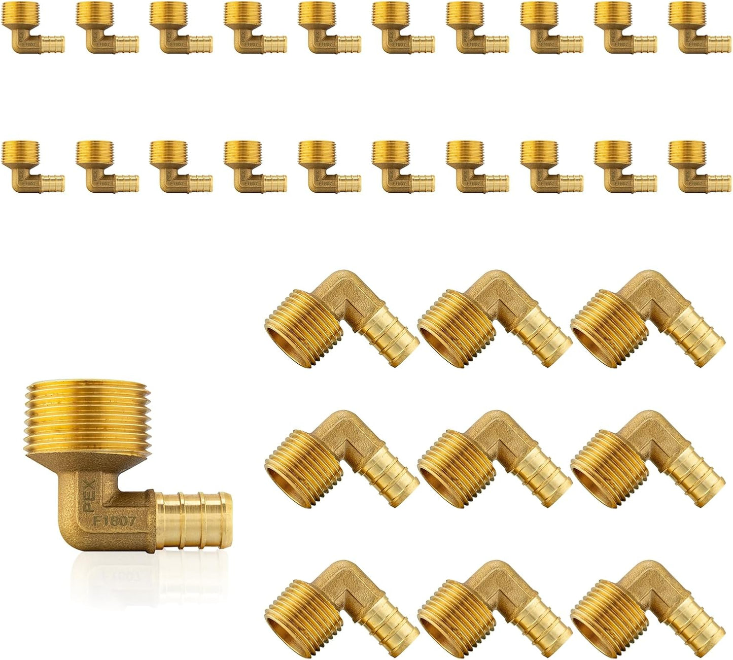 PEX Fittings 30-Pack 1/2in x 3/4in Male Threaded Elbow Adapter