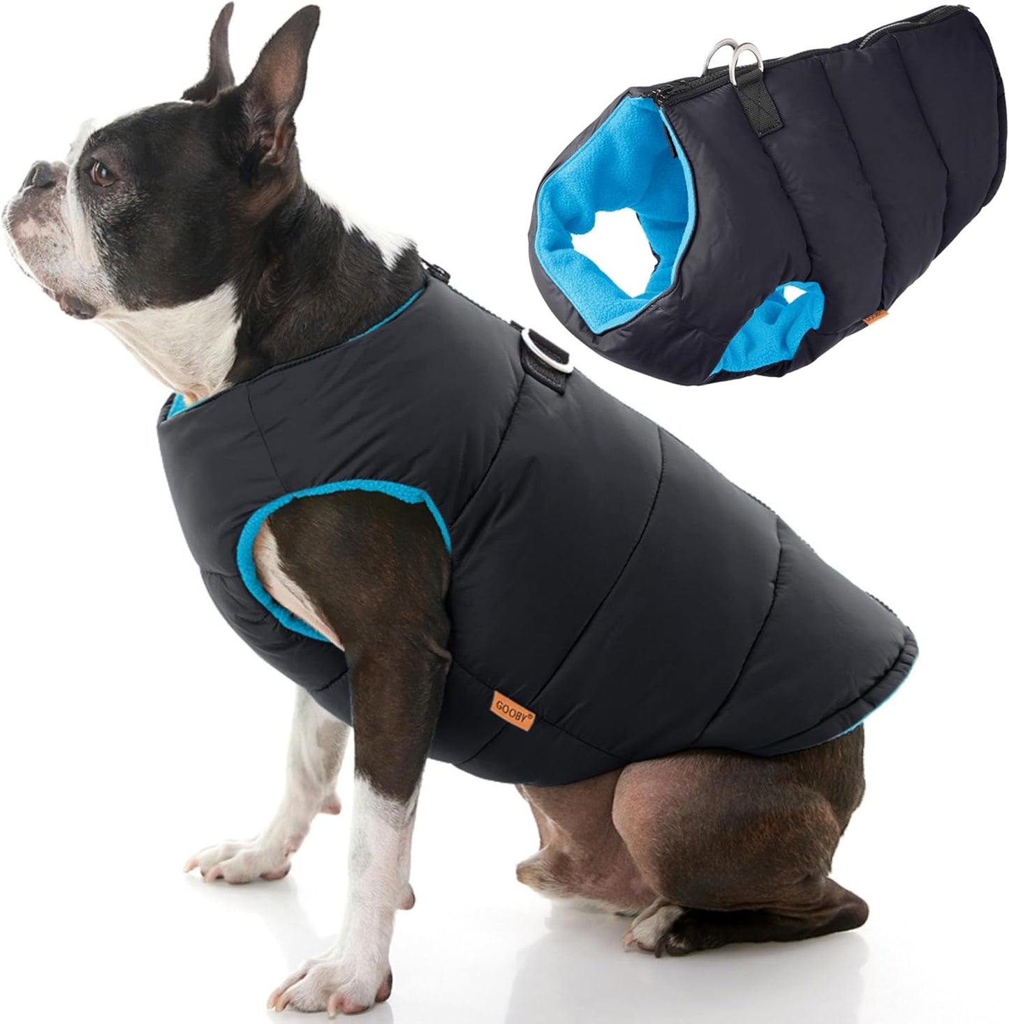 Gooby Padded Vest Dog Jacket - Warm Zip Up Fleece for Small Dogs