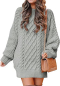 ANRABESS Oversized Cable Knit Short Sweater Dress - Cozy Fall Staple