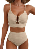 Herseas 2 Piece U-Wire Cutout Bikini Set - Flattering High Waist