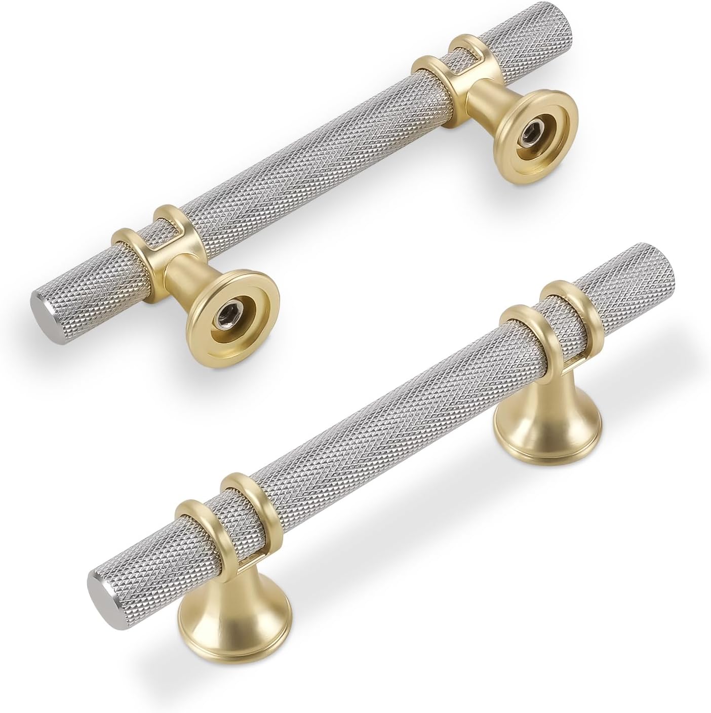 10 Pack 3 Inch Cabinet Pulls in Brushed Satin Nickel & Gold