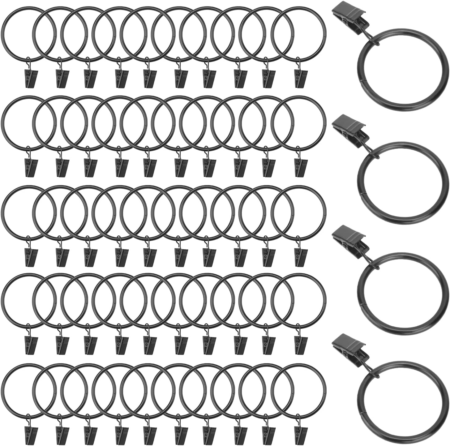 GENHAKON 1.5 Inch Metal Curtain Rings: Rustproof & Stylish