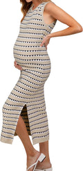 Maternity Knit Sleeveless Midi Dress - Comfortable Stretchy Fit