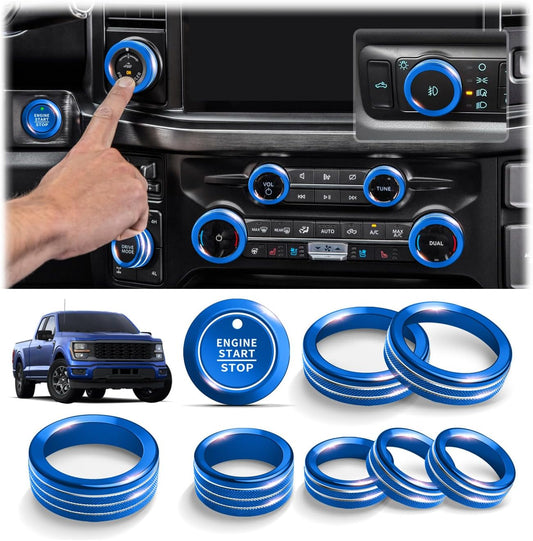 Polodunn Aluminum Alloy Knob Cover Trim Set for Ford F150