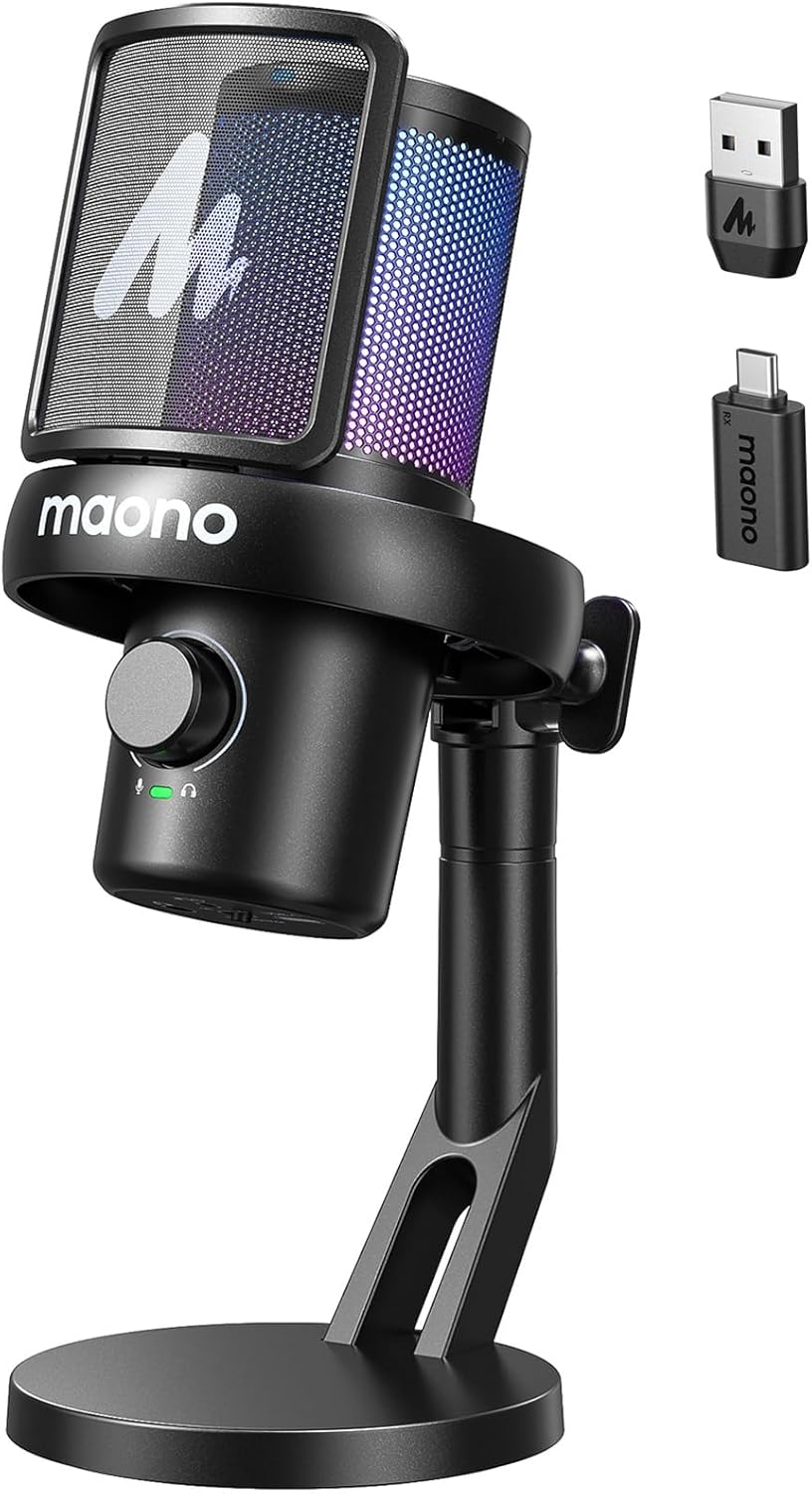 MAONO Wireless USB Mic: AI Voice Change & Noise Cancellation