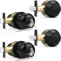 Probrico Entry Knobs Front Door Handles and Deadbolt Set - Flat Black