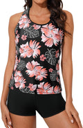 Athletic 3 Piece Tankini Swimsuits for Women with Shorts