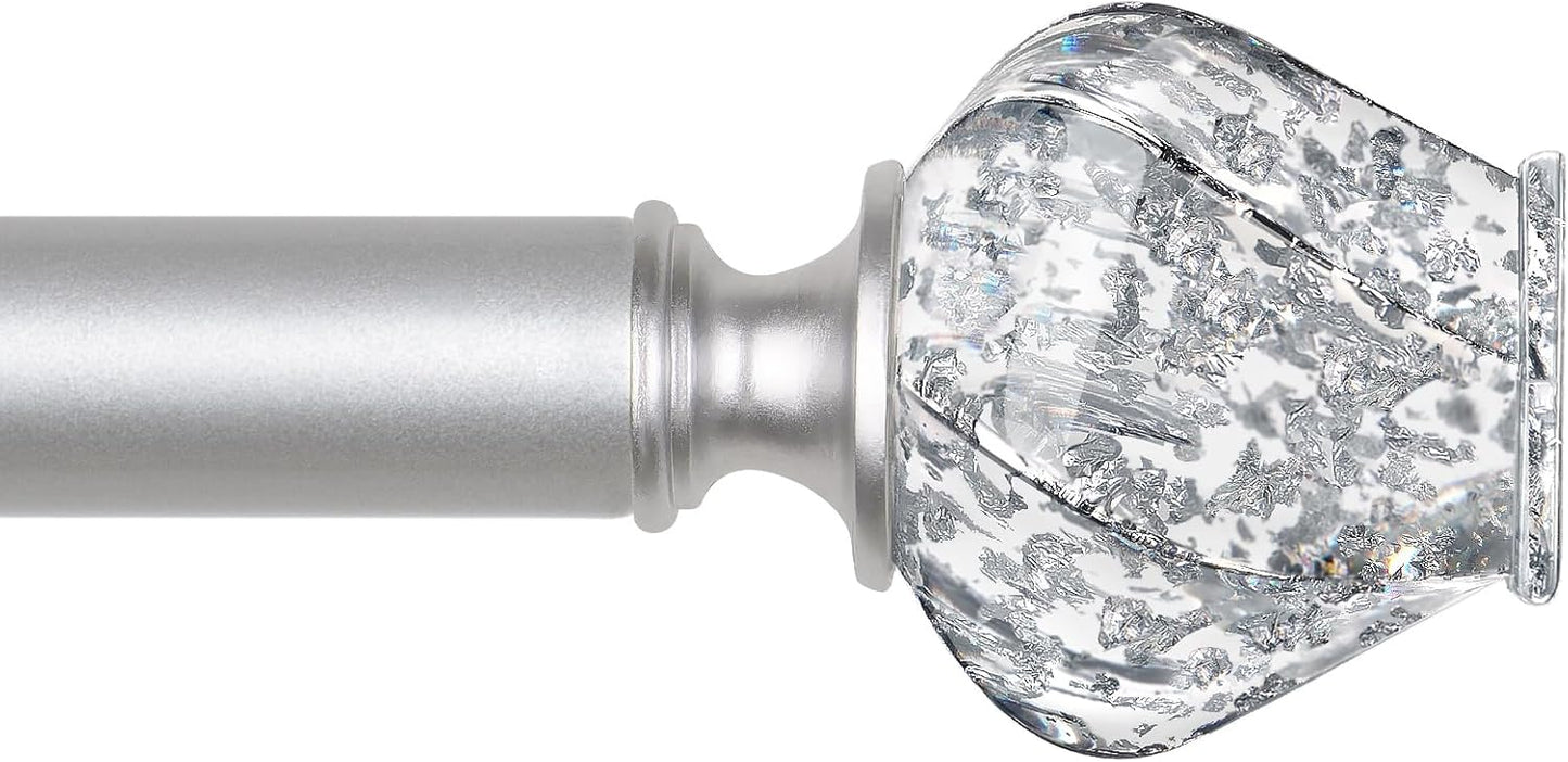 HOTOZON Heavy Duty Silver Curtain Rod - Elegant Design