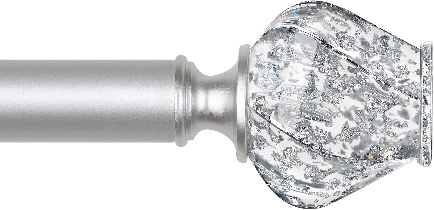 HOTOZON Heavy Duty Silver Curtain Rod - Elegant Design