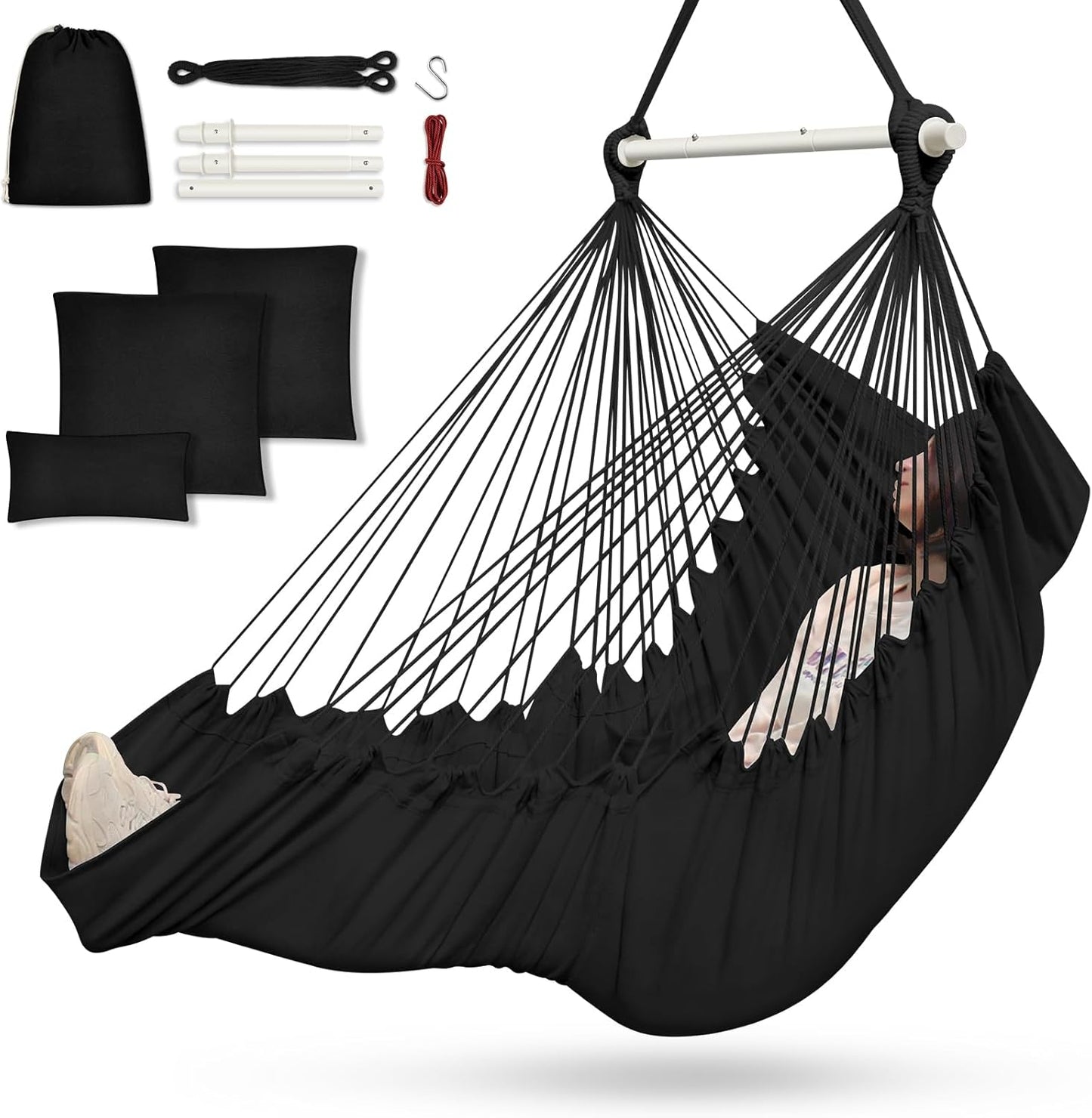 Outerman Hammock Chair with Cushions and Foot Rest Support
