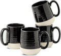 HASENSE Ceramic Coffee Mugs Set 15 oz - Matte Black 4-Pack