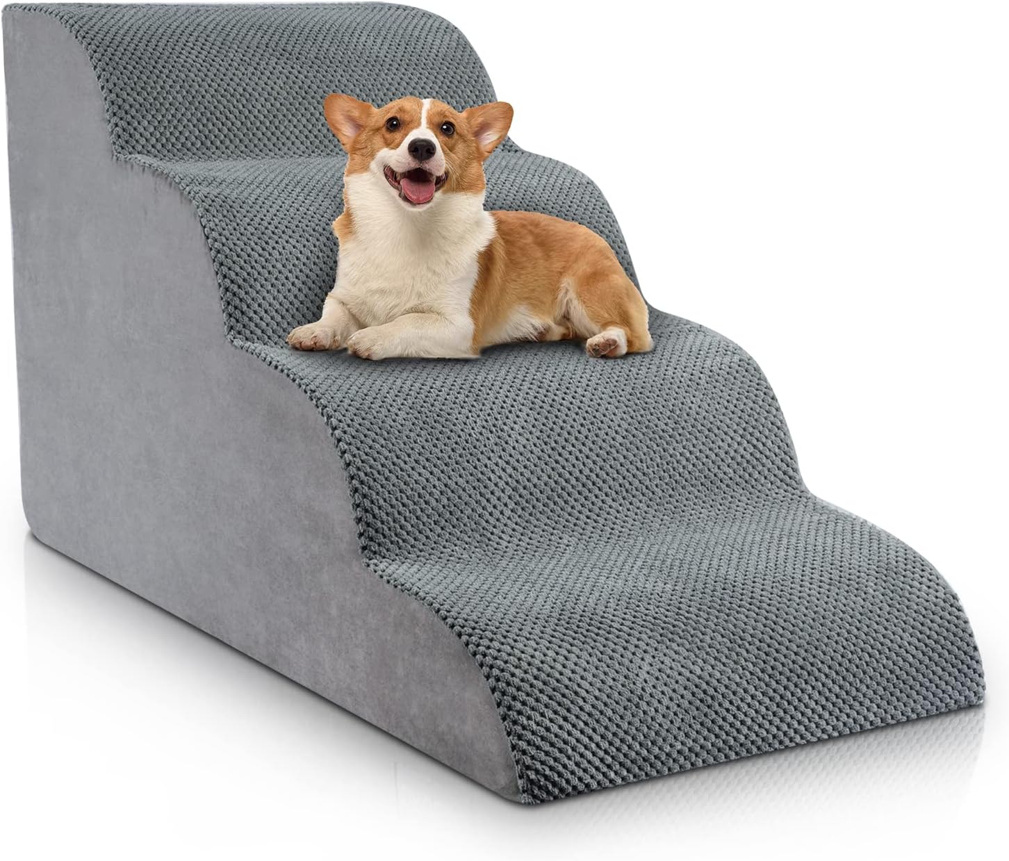 Chic Threads Dog Stairs for High Beds - 4-Step Pet Steps