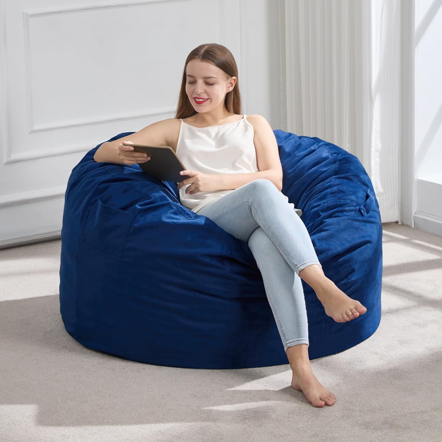 Memory Foam Velvet Bean Bag Chair - Plush Comfort!