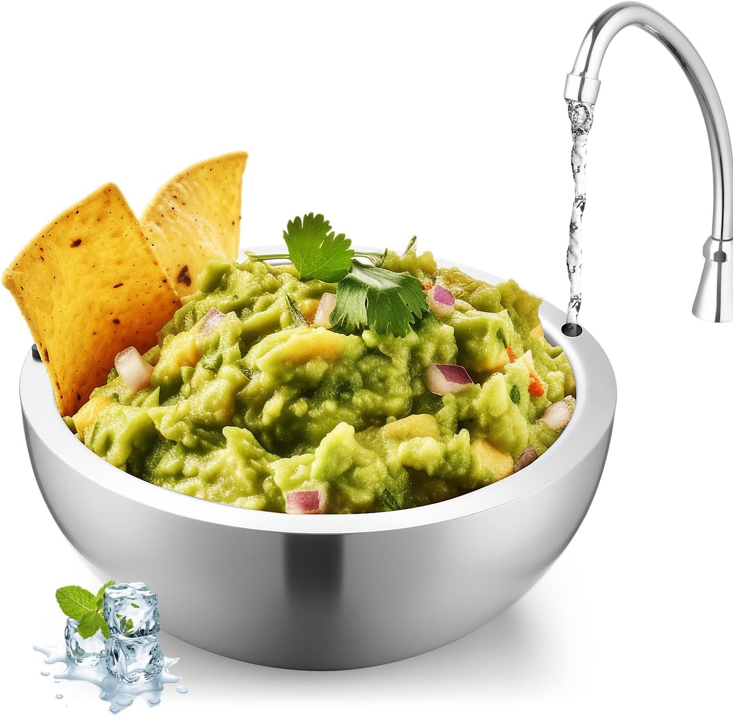 Stainless Steel Double Walled Dip Chiller Bowl for Parties