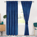 Blue Velvet Blackout Curtains 52W x 90L for Bedroom Living Room