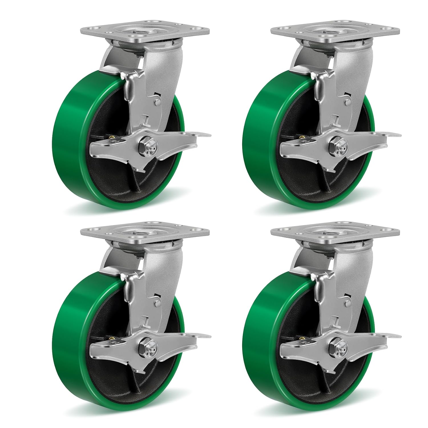 6 Inch Heavy Duty Caster Wheels for Industrial Use - 4800lbs Load