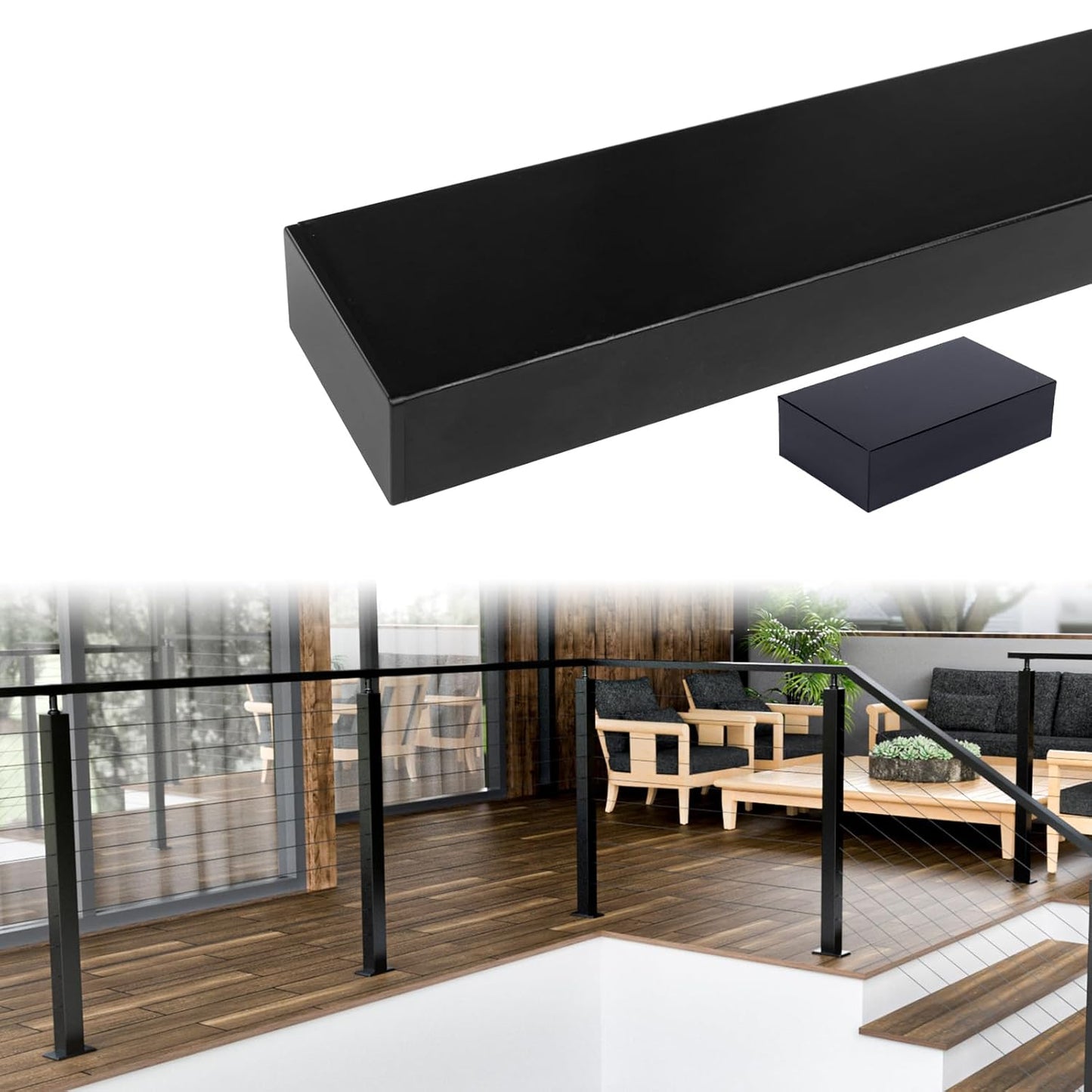 Muzata 6ft 6in Aluminum Handrail for Indoor and Outdoor Use