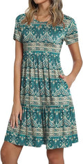 TAOHUADAO Women's Casual Ruffle Swing Dress with Pockets