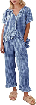 Cute Gingham Cotton Pajama Set for Women - Comfortable Sleepwear