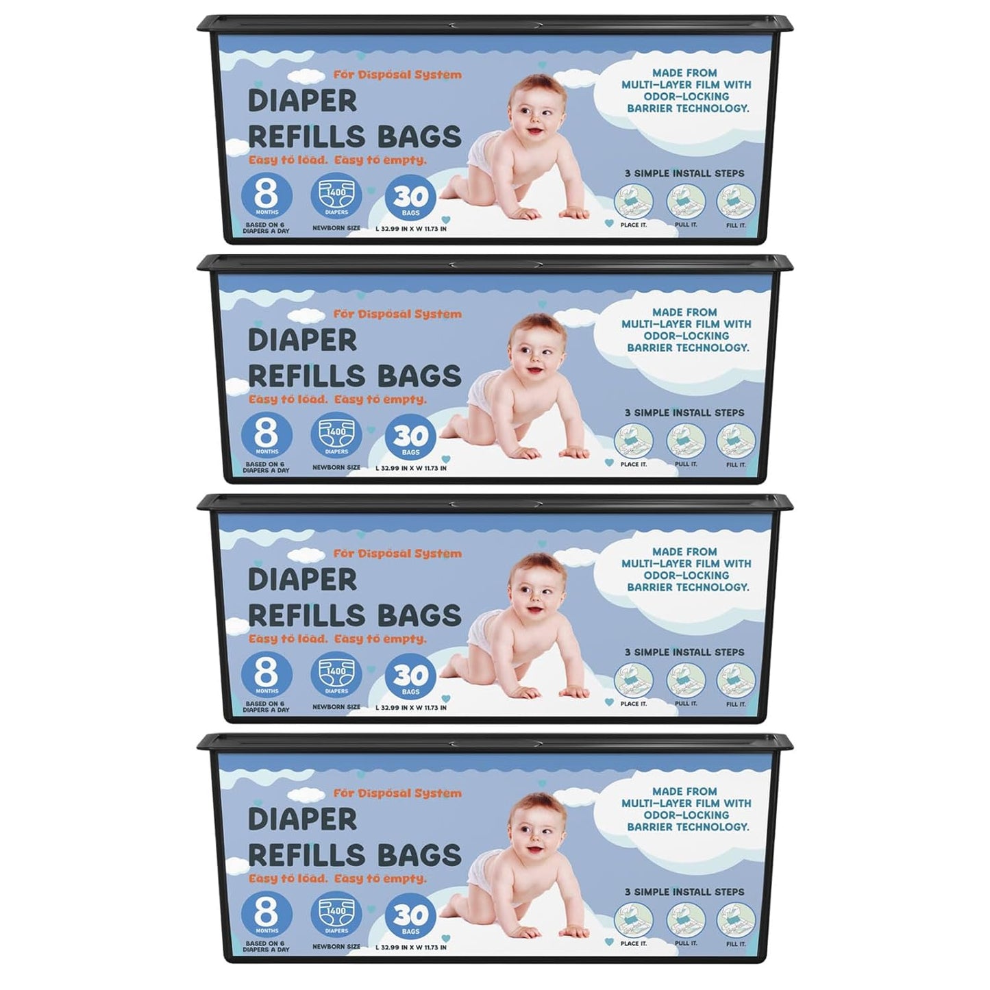 Diaper Pail Refills Bags for Genie Easy Roll and Platinum Pails