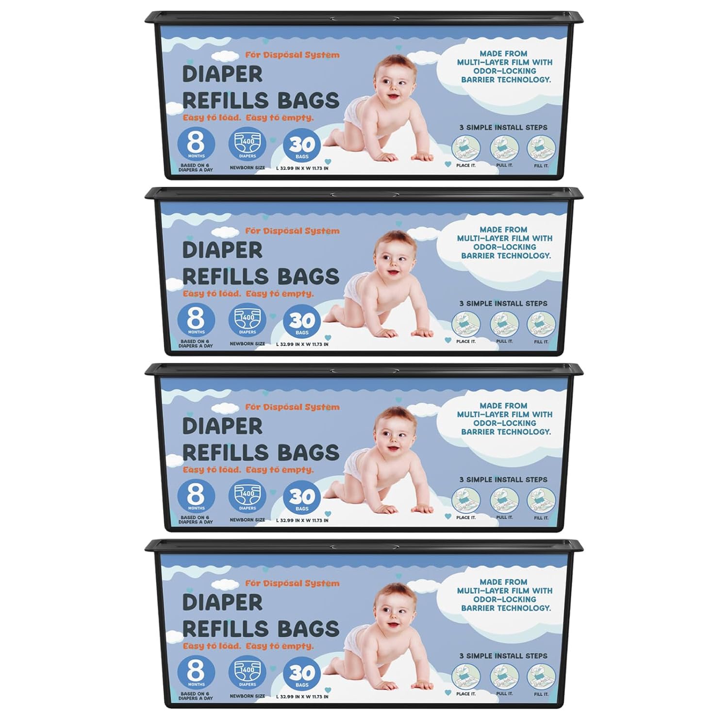 Diaper Pail Refills Bags for Genie Easy Roll and Platinum Pails