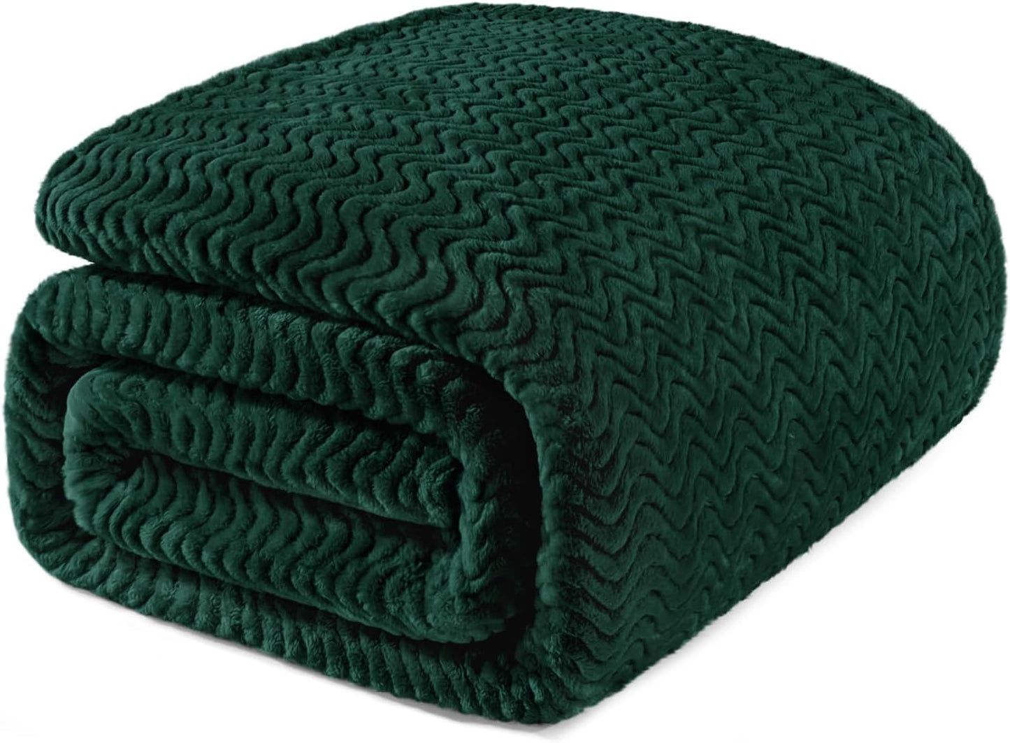 Soft Fleece Blanket Twin Size for All Seasons, Forest Green