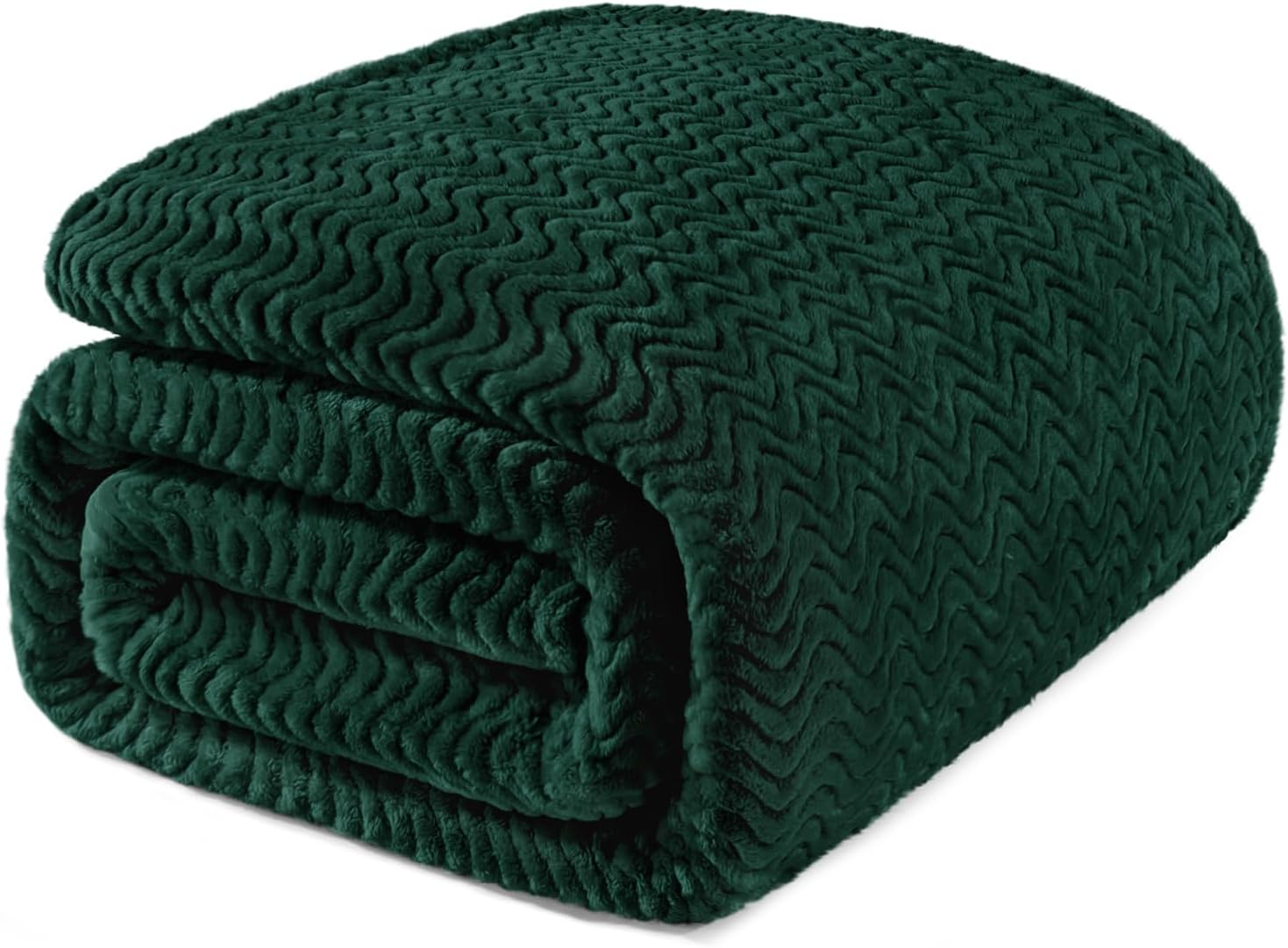 Soft Fleece Blanket Twin Size for All Seasons, Forest Green