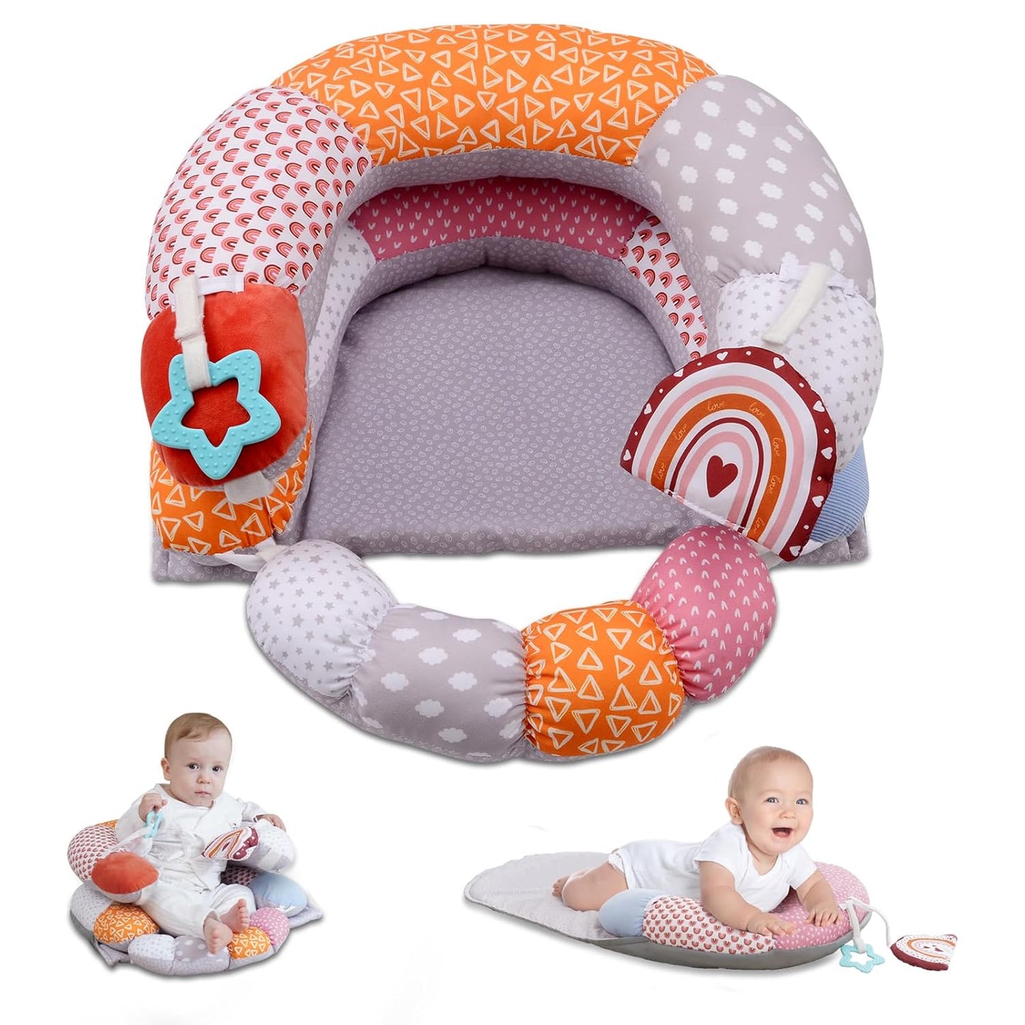 2-in-1 Tummy Time Baby Mat & Support Pillow for Development