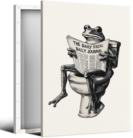 Funky Frog Bathroom Poster for Humorous Home Decor