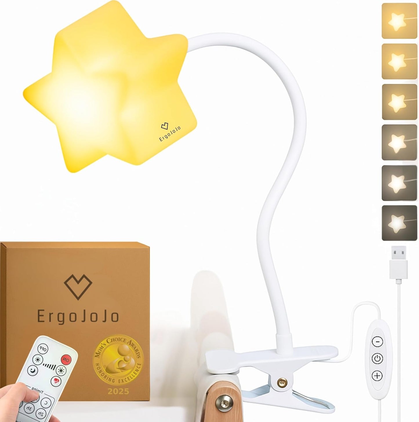 LED Clip On Star Light for Kids Room - Dimmable Night Lamp