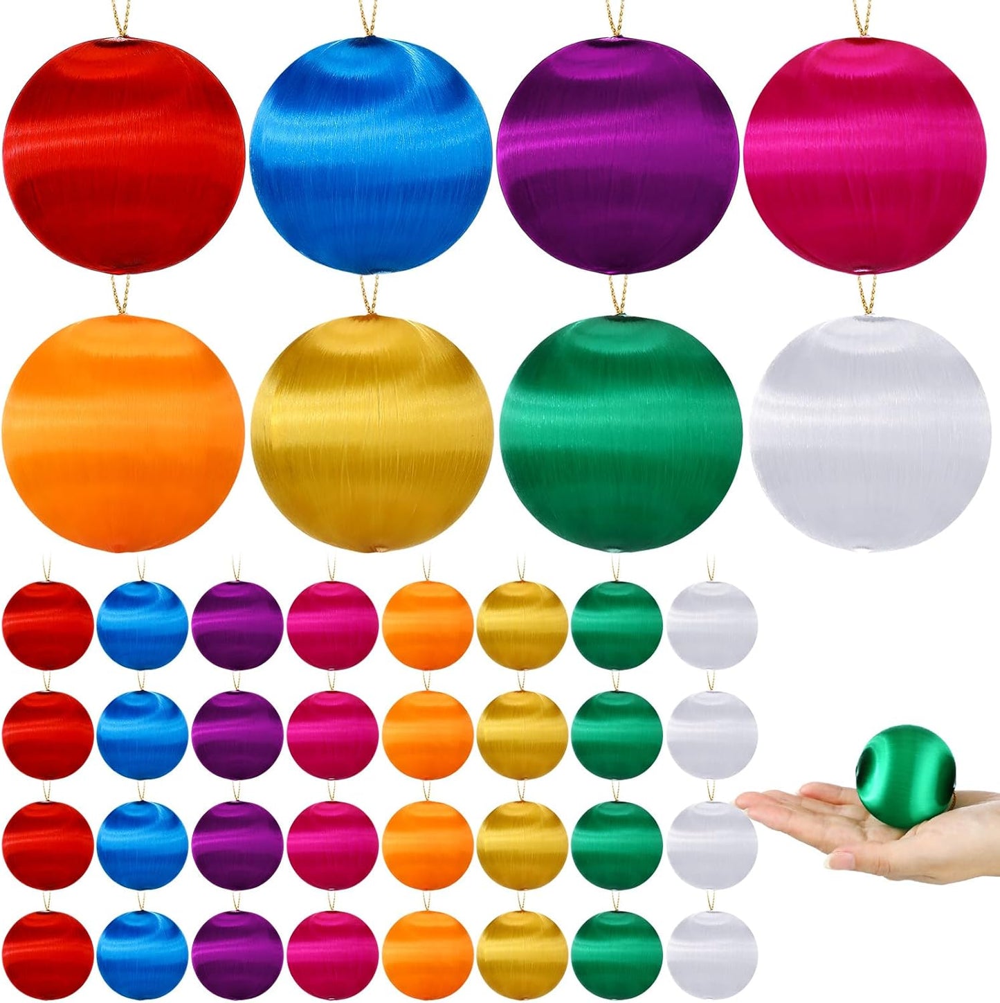 Satin Ball Ornaments for Christmas Tree Decor - 48 Pcs Set