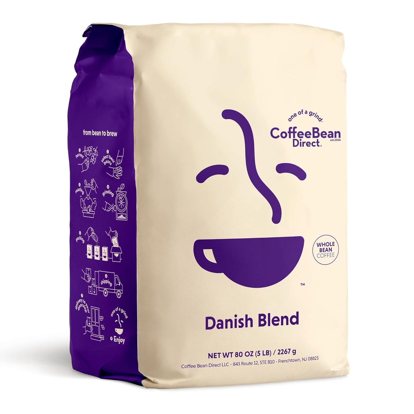 Coffee Bean Direct Danish Blend Whole Bean Coffee 5 Pound Bag