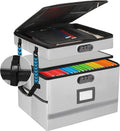 2 Layer File Box with Lock - Portable Fireproof Document Organizer
