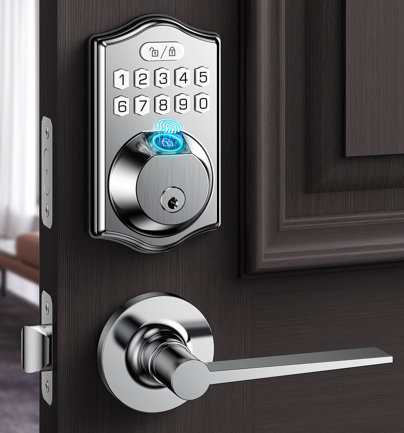 Keyless Entry Door Lock Deadbolt with Handle Set for Security