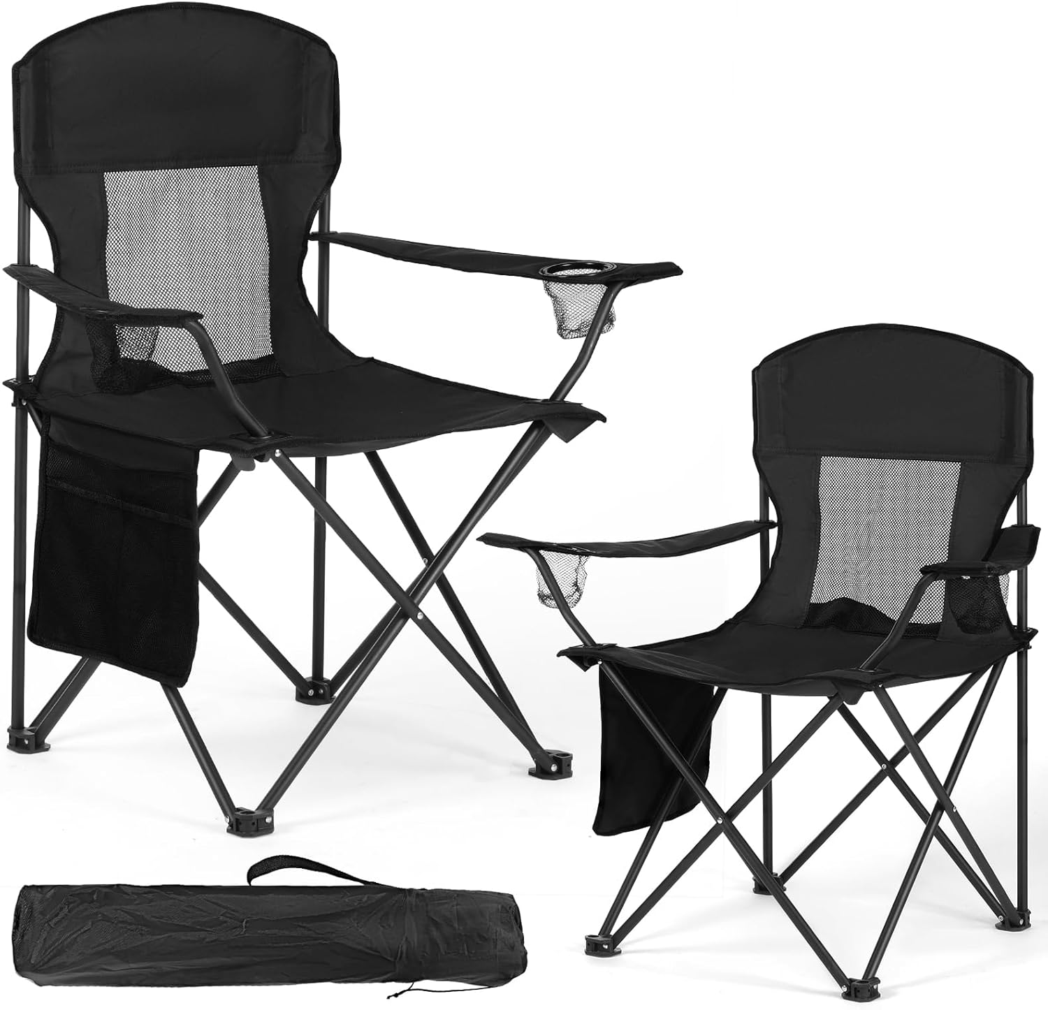 Ultra-Light Camping Chairs x2 - Compact & Durable - Teens & Lightweights - Carry Bag