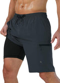 Mens Swim Trunks with Compression Liner Zipper Cargo Pockets Vogyal