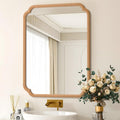 Wood Bathroom Mirror for Over Sink 30 in x 40 in - Rustic Rounded