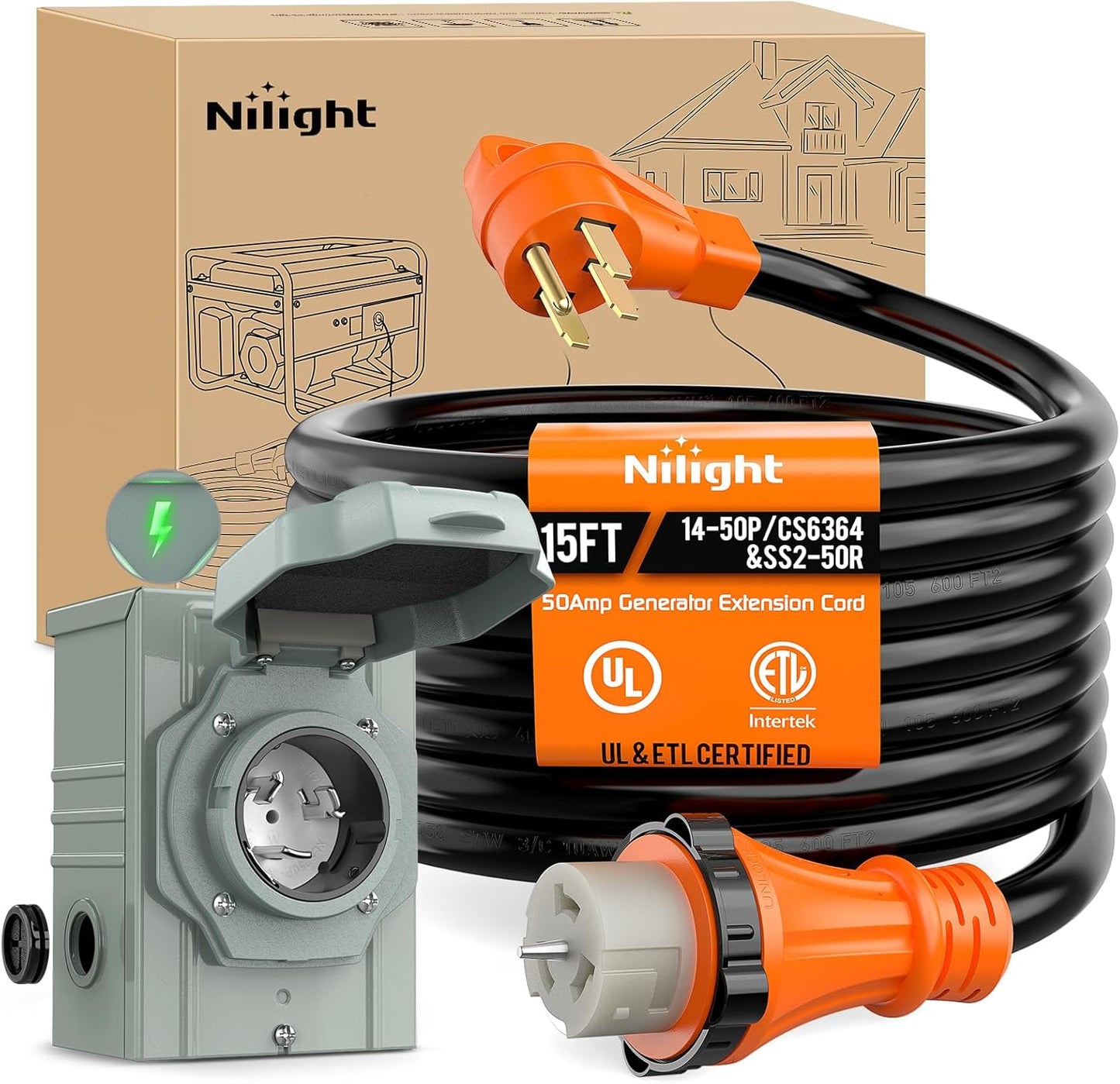 Nilight 50A Generator Extension Cord and Power Inlet Box Review
