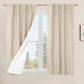 LAMIT Full Blackout Linen Curtains 38 x 54 in Pair - Bedroom Privacy