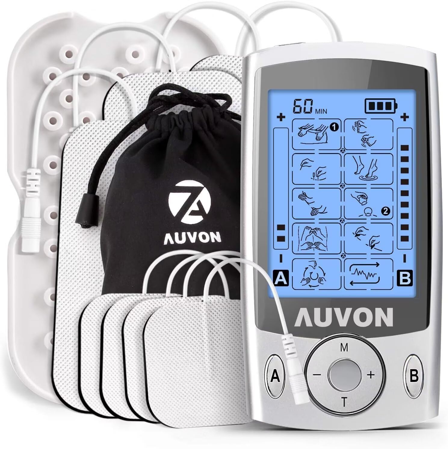 AUVON Dual Channel TENS Unit for Pain Relief with 20 Modes