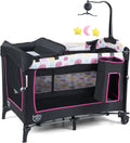 BABY JOY 4 in 1 Pink Pack and Play Bedside Bassinet - Versatile 4-in-1