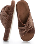 Chantomoo Memory Foam Corduroy Bow Crossband Slippers - Comfy Home are