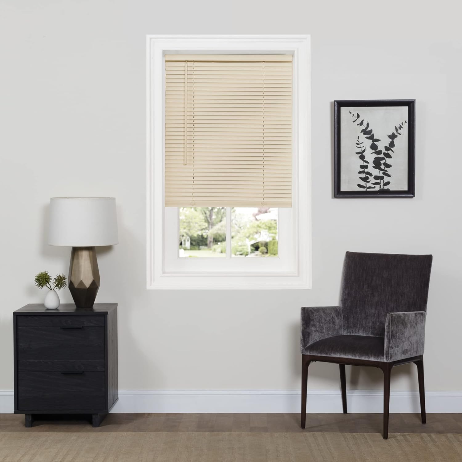 Cordless Room Darkening Mini Blinds - 48 Inch Width, Alabaster