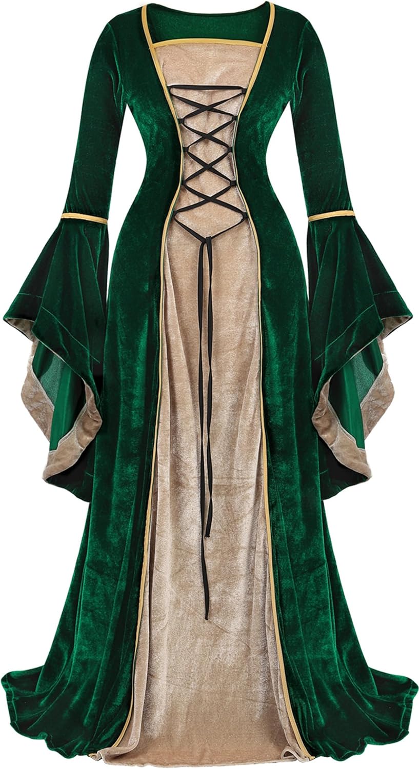 Renaissance Costume Women Velvet Irish Dress for Events