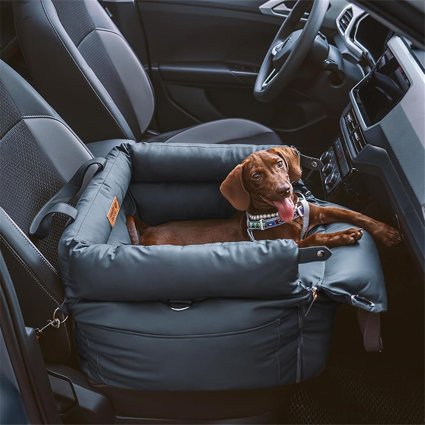 FUNNYFUZZY Dog Car Seat for Medium Dogs, Waterproof Travel Bed